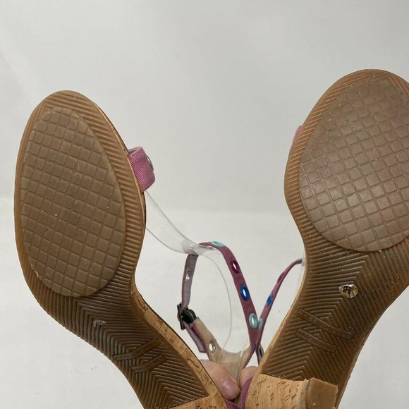 Marc Jacobs Pink Retro Cork Pumps Heels Grommet - Picture 7 of 12